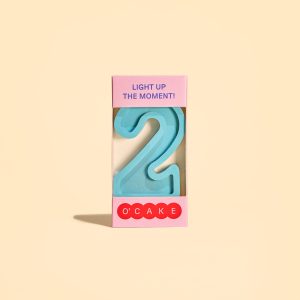 Blue number 2 candle