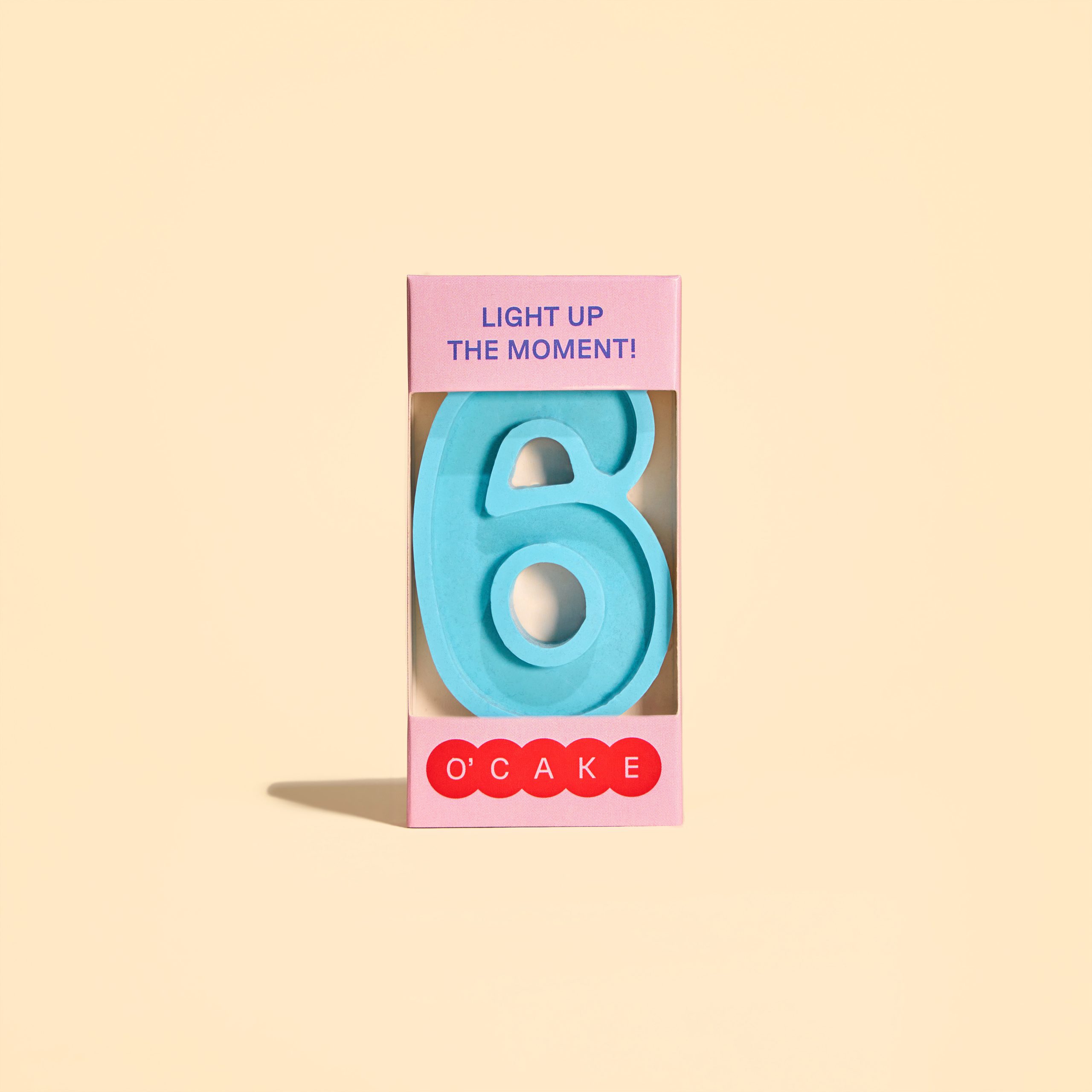 Blue number 6 candle