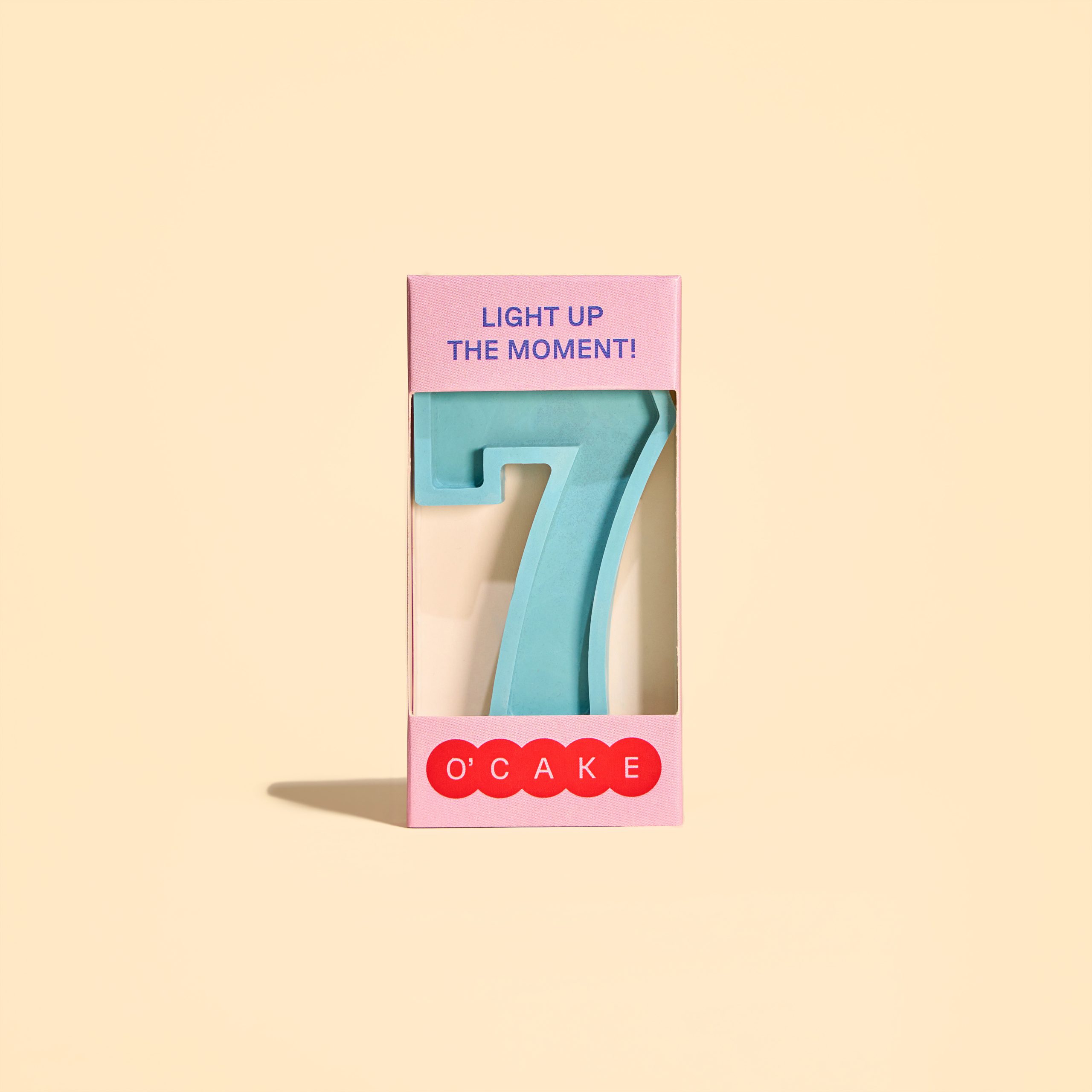 Blue number 7 candle