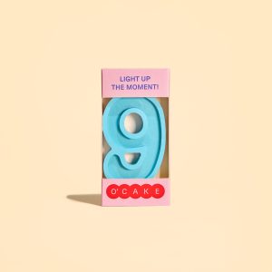 Blue number 9 candle