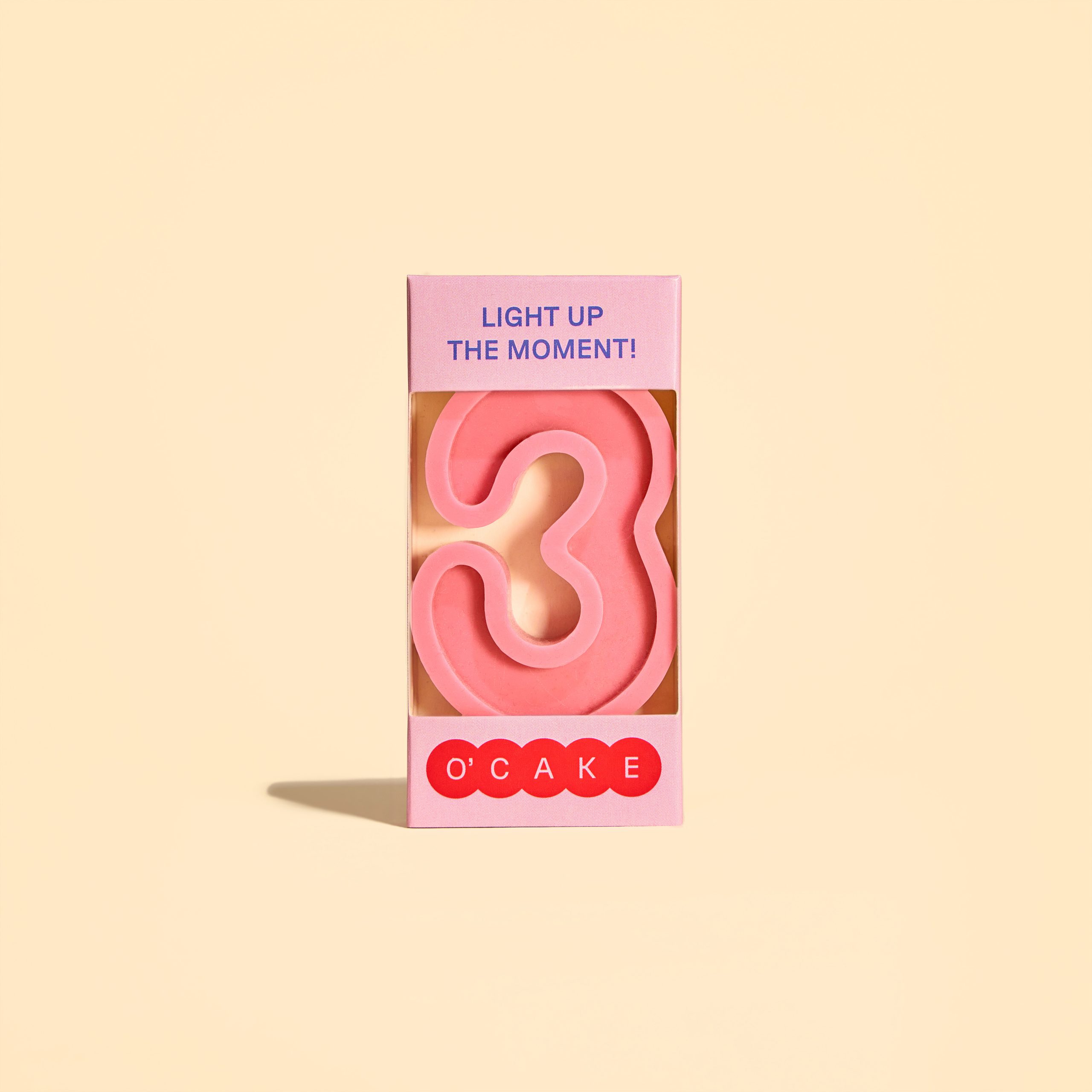 Pink number 3 candle