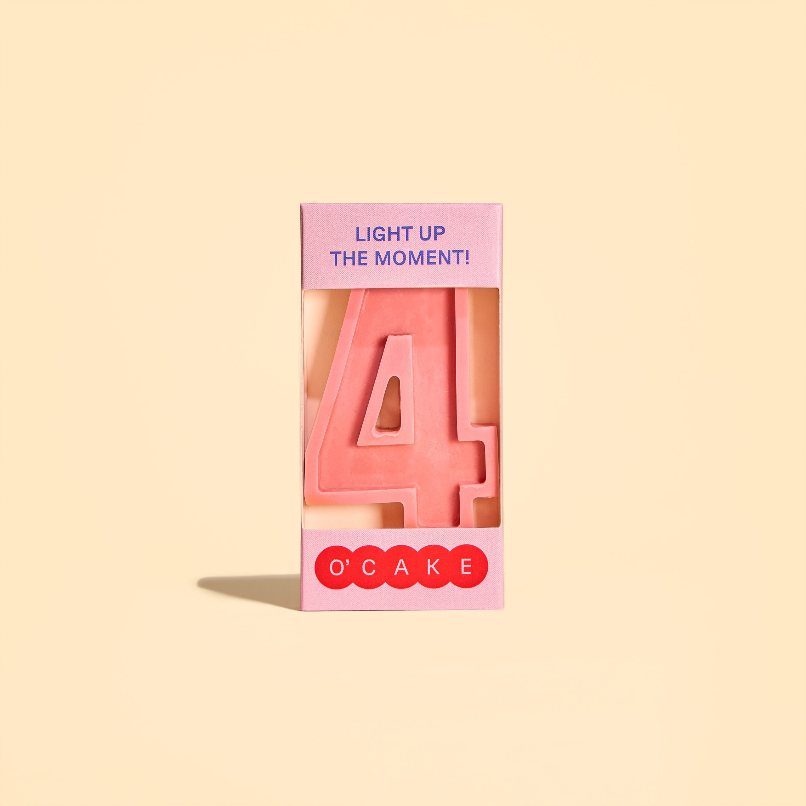 Pink number 4 candle