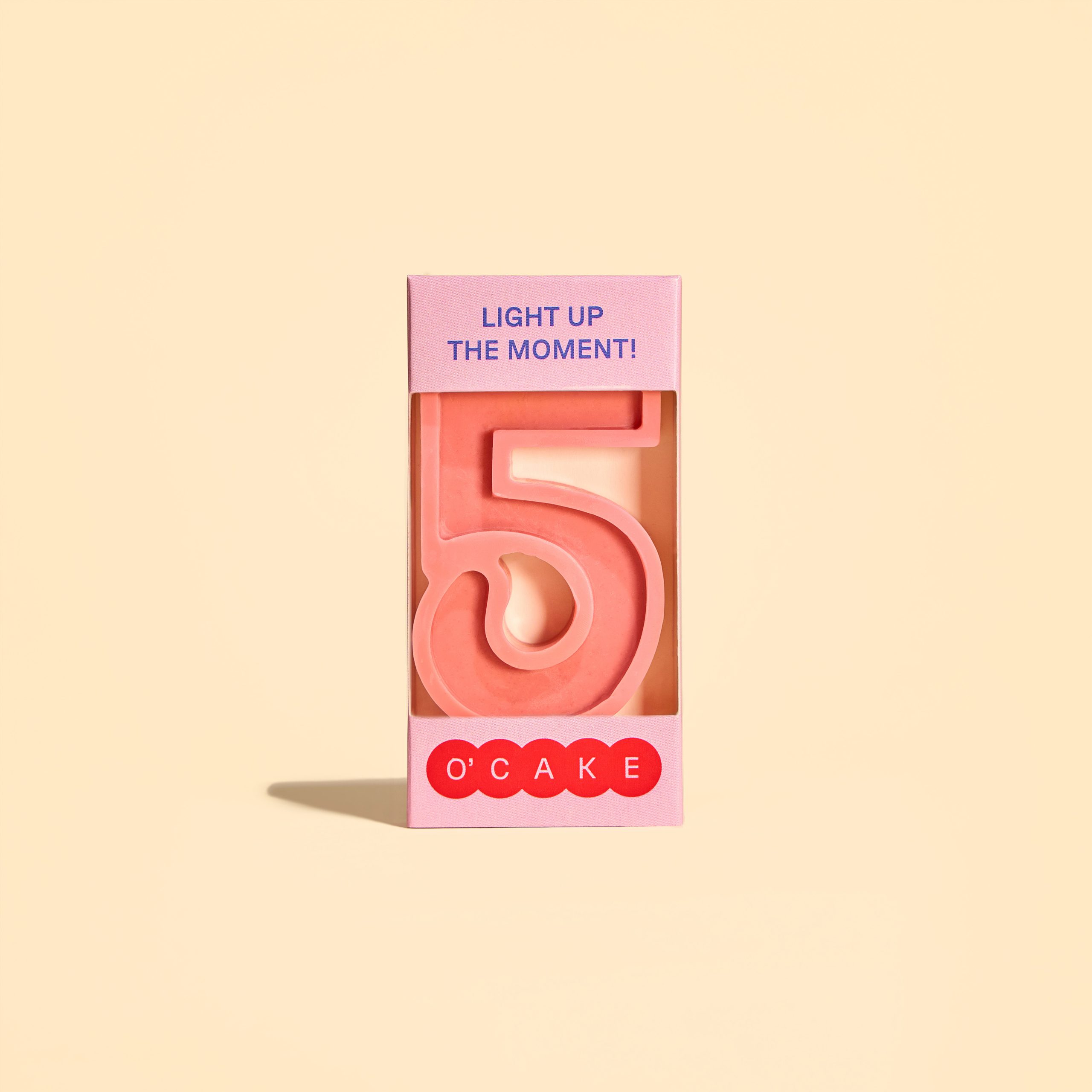Pink number 5 candle