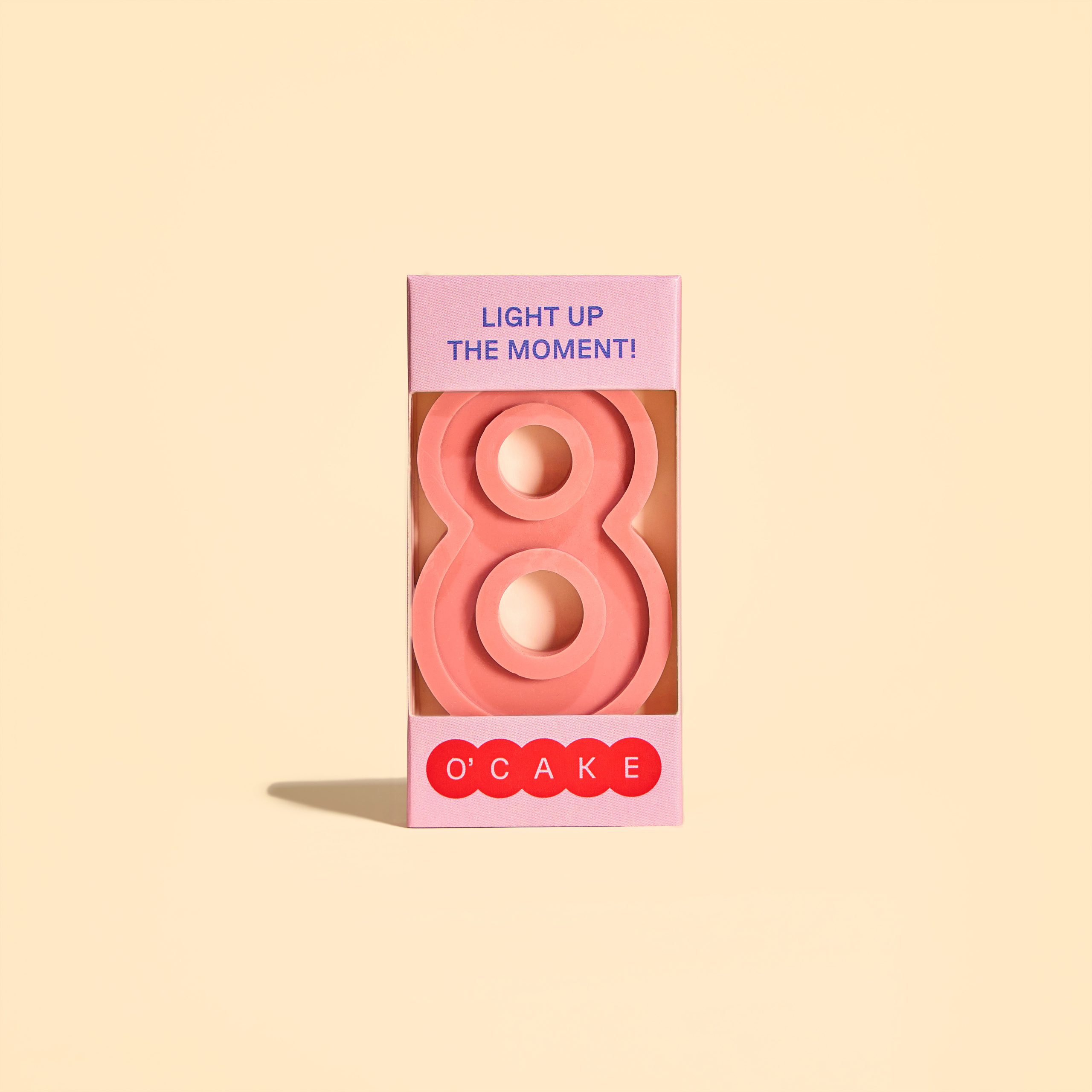 Pink number 8 candle
