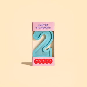 Blue number 2 candle