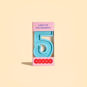 Blue number 5 candle