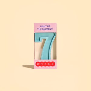 Blue number 7 candle