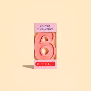 Pink number 6 candle